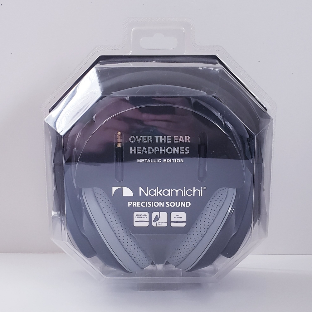💚2/$20 Nakamichi Over the Ear Headphones Metallic Edition Black